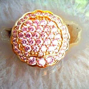 Pink Cubic Zirconia 18k Gold Plated Women's Women's Ring.